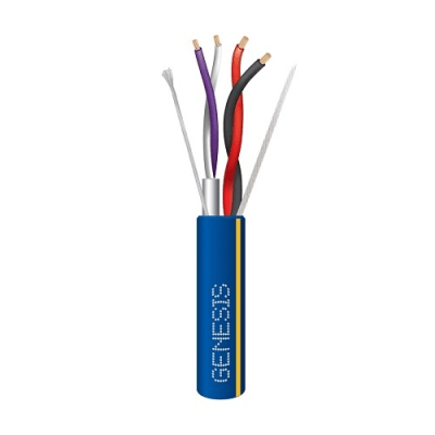 [1244-106Y] Bobina de 305 Metros (1000 Pies) / Cable 2 x 18 + 2 x 22 AWG / Color Azul con Línea Amarilla / Par 22 AWG Blindado / para Aplicaciones de Control de Iluminación
