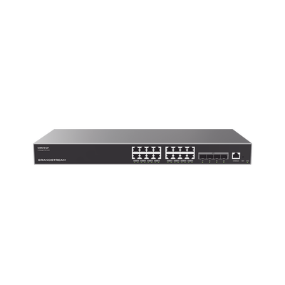 [GWN7812P] Switch Capa 3 PoE+ Administrable / 16 puertos 10/100/1000 Mbps + 4 Puertos SFP+ de 10 Gigabits / Hasta 240W / Compatible con GWN Cloud.