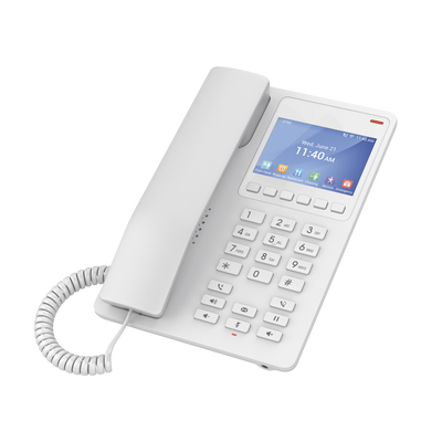 [GHP630W] Teléfono IP WiFi Hotelero con pantalla LCD a color, 2 líneas SIP con 2 cuentas, codec Opus, IPV4/IPV6, color blanco, con gestión en la nube GDMS