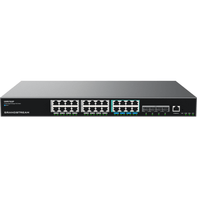 [GWN7822P] Switch PoE Multigigabit Capa 3 / 24 Puertos Ethernet PoE (16x 1G, 8x 2.5G)/ 4 Puertos SFP+ / PoE++ Dinámico / IPv6 e IPv4 / VLAN Avanzada / QoS / Stacking hasta 4 Dispositivos / Administración Web y CLI
