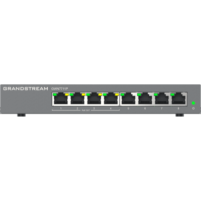 [GWN7711P] Switch de Red Administrable Capa 2 Lite / 8 Puertos Gigabit Ethernet / 4 Puertos PoE / VLAN / QoS / Snooping IGMP / Montaje en Pared y Escritorio / Compatible con GDMS