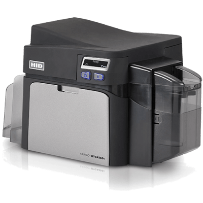 [52100] Impresora de Tarjetas ID FARGO DTC4250e / Dye Sublimation y Transferencia Térmica de Resina / Resolución 300 dpi / Seguridad AES-256 / Interfaz USB 2.0 y Ethernet / Capacidad de Tarjeta de Entrada 100 Tarjetas