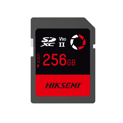 [HS-SD-E90/256G] Tarjeta SD Profesional 256G / 300 MB/s Lectura / 260 MB/s Escritura / U3 V90 / 4K-8K Video / TLC