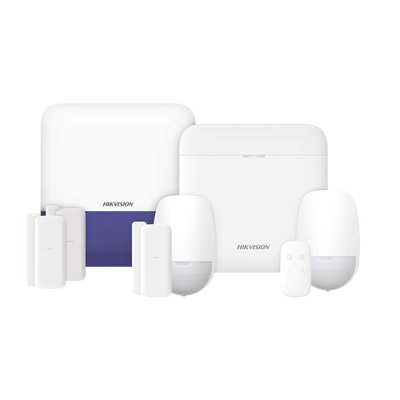 [DS-PWA48-KSV2] (AX PRO) KIT de Alarma AX PRO con GSM (3G/4G) / Incluye: 1 Hub con bateria de respaldo / 2 Sensores PIR / 3 Contactos Magnéticos mini / 1 Control Remoto / 1 Sirena Inalambrica Exterior  / WiFi / Compatible con Hik-Connect P2P
