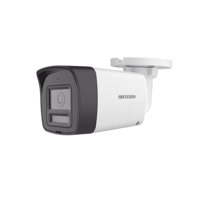 [DS-2CE16U0T-LXTS] [Audio Bidireccional + Sirena & Estrobo + Dual Light + ColorVu] Bala TURBOHD 4K (8 Megapixel) / Lente 2.8 mm / 30 mts IR EXIR + 20 mts Luz Blanca / Micrófono y Bocina Integrado / Exterior IP67 / Metal / dWDR