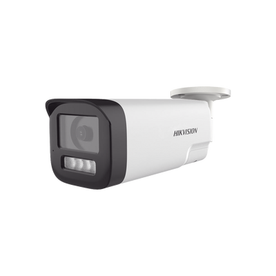 [DS-2CE19U0T-LTS] [Audio Bidireccional + Dual Light + ColorVu] Bala TURBOHD 4K (8 Megapixel) / Lente 3.6 mm / 80 mts IR EXIR + 80 mts Luz Blanca / Micrófono y Bocina Integrado / Exterior IP67 / Metal / dWDR