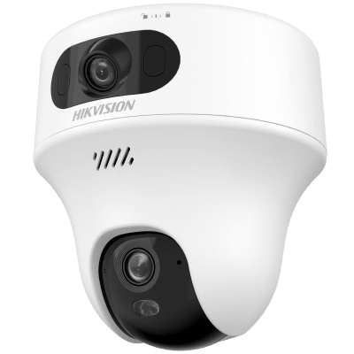 [DS-2CFWQ6-D] Turret PT 6 Megapixel / Doble Lente (2.8 mm y 4 mm) / Dual Light (10 mts IR + 10 mts Luz Blanca) / Wi-Fi / Interior / Audio Bidireccional (Micrófono y Bocina) / dWDR  / H.265+ / 5 VCD (Conector Tipo C)