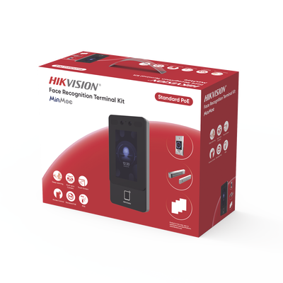 [DS-KAS342] Kit Terminal Reconocimiento Facial / 1500 Rostros + 3000 Huellas + 3000 Tarjetas / Pantalla Táctil 4.3" / 2 MP Gran Angular / PoE + / Alimentación Cerradura / IP65 / Wi-Fi + Audio Bidireccional / Reconocimiento con Mascarilla