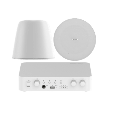 [DSQAEKIT0530/ST] Kit de amplificador compatible con Spotify | Bluetooth | 2 Altavoces Colgantes | sistema 100v | 2 canales con control de volumen independiente | música ambiental