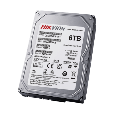 [DS60HKVSVX1] Disco Duro para Videovigilancia / 6 TB / SATA 6.0 Gb/s / 5400 RPM / 256 MB Buffer / Soporta 64 Cámaras HD / Operación 24/7 / 180 TB/Año / MTTF 1M Horas