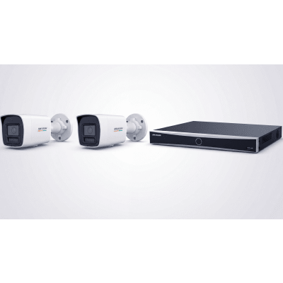 [ACUKIT2CAM] [ KIT ACUSEEK 2 CAM + 1 NVR ] / NVR 12 Megapixel / 8 Canales IP / 8 Puertos PoE / Cámara 4 MP / Tipo Bullet / Luz Dual 30 mts IR + 30 mts Luz blanca / Microfono Integrado / Exterior IP67 / WDR