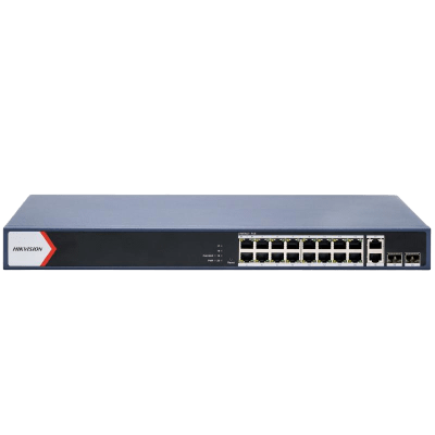 [DS-3E1520P-EI] Switch PoE+ / Administrable / 16 puertos 1000 Mbps PoE+ / 2 Puertos 1000 Mbps Uplink / 2 Puertos SFP de Uplink /  Configuración Nube Hik-Partner Pro / Modo Extendido hasta 300 metros / 230 W 