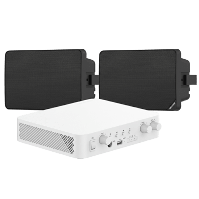 [DSQAEKIT0120BG] Kit de Audio | 70/100V | 2 Altavoces de pared | Bluetooth | Color Negro | Hik-Connect 