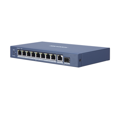 [DS-3E0510P-E] Switch Gigabit PoE+ / No Administrable / 8 Puertos 1000 Mbps PoE+ / 1 Puerto 1000 Mbps de Uplink + 1 Puerto SFP / 110 Watts 
