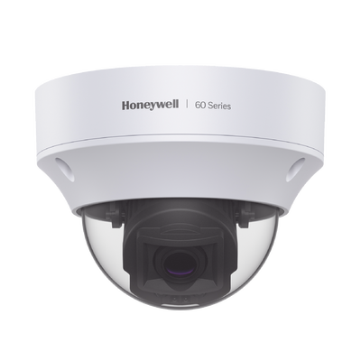 [HC60W45R4] Domo IP 5 MP / Lente Mot. 7 a 22 mm / Exterior / 50 mts IR / H.265 / NDAA / ONVIF / IP67 / IK10 / Detección Sabotaje / Movimiento / Rostros / Intrusión / Merodeo / Objeto Abandonado / Alarmas y Audio I/O / PoE / Serie 60 / Honeywell Security