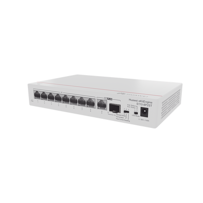 [S110-8P2ST] Switch Gigabit No Administrable PoE / 8 puertos 10/100/1000 Mbps (PoE) / 2 Puertos SFP Uplink / 124W