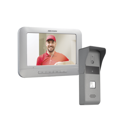[DS-KIS203-T] Kit de Videoportero Analógico con Pantalla LCD a Color de 7" / Frente de Calle para Exterior IP65 / Salida de Relevador 