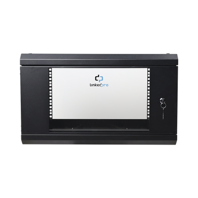 [SR-1906-LH3G] Gabinete de Pared de 6U con Puerta de Cristal Templado, 455 mm de Profundidad Total, Rack de 19in, Acero Reforzado Color Negro.