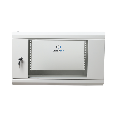 [SR1906LH3GW] Gabinete de Pared de 6U con Puerta de Cristal Templado, 455 mm de Profundidad Total, Rack de 19'', Acero Reforzado Color Gris Mate