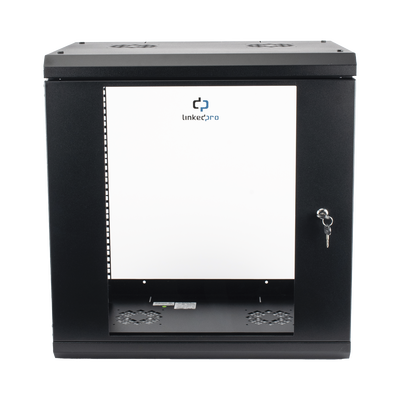 [SR1912LH3G] Gabinete de Pared de 12U con Puerta de Cristal Templado, 455 mm de Profundidad, Rack de 19'', Acero Reforzado Color Negro.