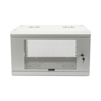 [SR1906LH3PW] Gabinete de Pared de 6U con Puerta Perforada, 455 mm de Profundidad Total, Rack de 19'', Acero Reforzado Color Gris Mate