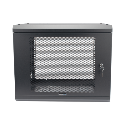[SR1909LH3P] Gabinete de Pared de 9U con Puerta Perforada, 455 mm de Profundidad, Rack de 19'', Acero Reforzado Color Negro.