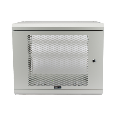 [SR1909LH3PW] Gabinete de Pared de 9U con Puerta Perforada 455 mm de Profundidad, Rack de 19'', Acero Reforzado Color Gris Mate