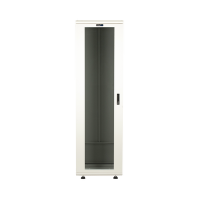 [LES-60-60-42UGW] Gabinete Rack 42 Unidades / Piso 19 Pulgadas / Puerta Cristal Templado / Capacidad Carga 1000 Kg / Acero Calibres 16-18-20 / Ventilación Superior / Cerradura Seguridad, Niveladores Incluidos