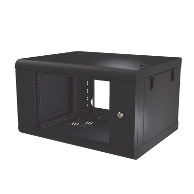 [SR-1906-LH2G] Gabinete de Pared de 6U con Puerta de Cristal Templado, 479.5 mm de Profundidad, Rack de 19'', Acero Reforzado Color Negro.
