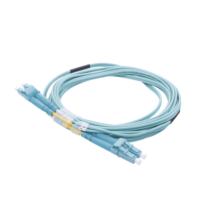 [LP-FOM4-LCLC-R03] Jumper de Fibra Óptica Multimodo OM4 50/125 LC-LC OFNR (Riser), 2.0 mm, Dúplex, Aqua, 3 Metros (9.84 Pies)