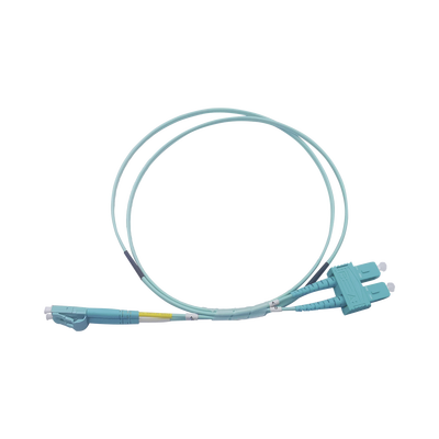 [LP-FOM3-LCSC-R03] Jumper de Fibra Óptica Multimodo OM3 50/125 LC-SC OFNR (Riser), 2.0 mm, Dúplex, Aqua, 3 metros (9.84 pies)