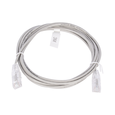 [LP-UT6-300-GY28] Cable de Parcheo Slim UTP Cat6 - 3 Metros (9.84 Pies) Gris Diámetro Reducido (28 AWG)