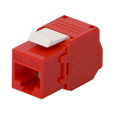 [LP-KJ-6A-TTRD] Módulo Jack Keystone Cat6A (Toolless), con Terminación en Ángulo 180 - Color Rojo, Compatible con Faceplate y Patchpanel Linkedpro