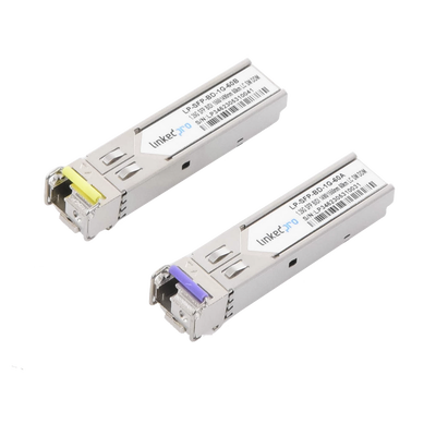 [LP-SFP-BD-1G-60] Transceptores Ópticos Bidireccionales SFP (Mini-Gbic) / Monomodo 1490 & 1550 nm / 1.25 Gbps / 1000BASE-BX / Conector LC/UPC Simplex / DDM / Hasta 60 km / 2 Piezas 