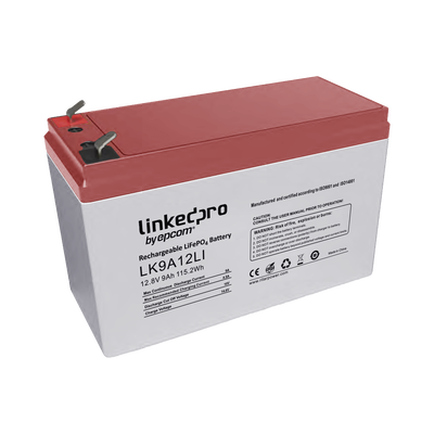 [LK9A12LI] Batería de Litio 12.8 Vcc / 9 Ah / Tecnología LiFePO4 /2000 Ciclos de Vida/ Para uso en equipo electrónico, UPS (litio) / Incendio/ Control de acceso / Video Vigilancia / Terminales F1 ( Incluye adaptador para terminal F2 )