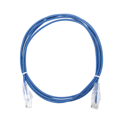 [LP-UT6-200-BU28] Cable de Parcheo Slim UTP Cat6 - 2 Metros (6.56 Pies) Azul Diámetro Reducido (28 AWG)