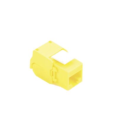 [LPKJ6ATTYE] Módulo Jack Keystone Cat6A (Toolless), con Terminación en Ángulo 180 - Color Amarillo, Compatible con Faceplate y Patchpanel Linkedpro