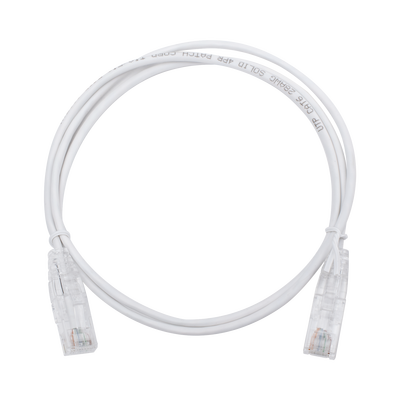 [LP-UT6-100-WH28] Cable de Parcheo Slim UTP Cat6 - 1 Metro (3.28 Pies), Blanco, Diámetro Reducido (28 AWG)