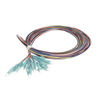 [LP-FO-MM-PIG-12-LC] Kit de 12 Pigtails LC Multimodo OM3 50/125, Conectores Aqua, 2 Metros (6.56 Pies)