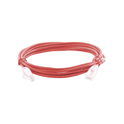 [LP-UT6A-300-RD28] Cable de Parcheo Slim UTP Cat6A - 3 Metros (9.84 Pies) Rojo, Diámetro Reducido (28 AWG)