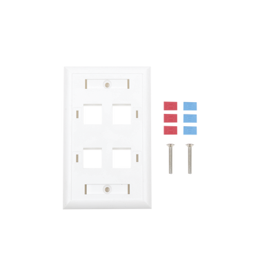 [LP-FP-24] Placa de Pared de 4 Puertos, Keystone, con Espacio para Etiqueta, Color Blanco