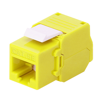[LP-KJ-516-TTYE] Módulo Jack Keystone Cat5e (Toolless), con Terminación en Ángulo 180 - Color Amarillo, Compatible con Faceplate y Patchpanel Linkedpro