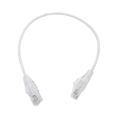 [LP-UT6-030-WH28] Cable de Parcheo Slim UTP Cat6 - 30 cm (11.81 Pulgadas) Blanco, Diámetro Reducido (28 AWG)