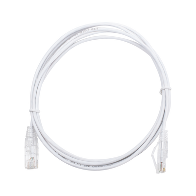 [LP-UT6-200-WH28] Cable de Parcheo Slim UTP Cat6 - 2 Metros (6.56 Pies) Blanco Diámetro Reducido (28 AWG)