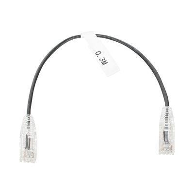 [LP-UT6-030-BK-28] Cable de Parcheo Slim UTP Cat6 - 30 cm (11.81 Pulgadas) Negro Diámetro Reducido (28 AWG)