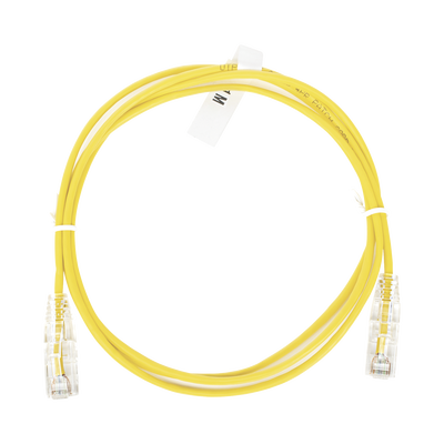 [LP-UT6-100-YE-28] Cable de Parcheo Slim UTP Cat6 - 1 Metro (3.28 Pies), Amarillo, Diámetro Reducido (28 AWG)