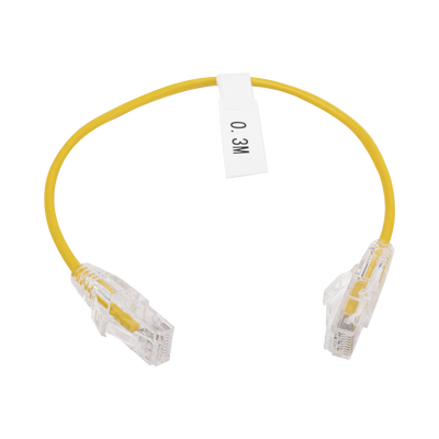 [LP-UT6-030-YE28] Cable de Parcheo Slim UTP Cat6 - 30 cm (11.81 Pulgadas) Amarillo Diámetro Reducido (28 AWG)