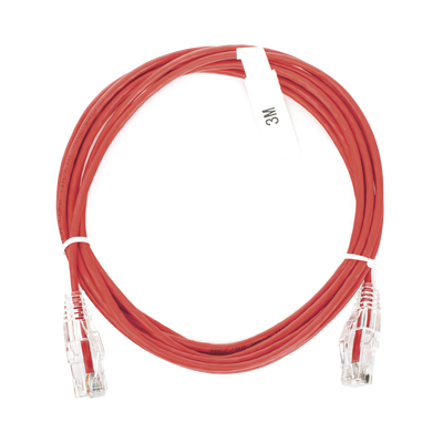 [LP-UT6-300-RD-28] Cable de Parcheo Slim UTP Cat6 - 3 Metros (9.84 Pies) Rojo Diámetro Reducido (28 AWG)