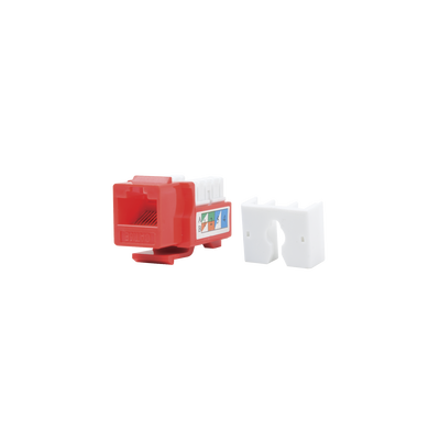 [LP-KJ-505-RD] Módulo Jack Keystone Cat5e con Terminación 110 (Punchdown) para Faceplate - Color Rojo
