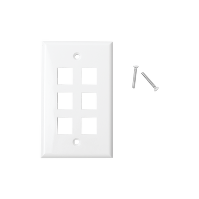 [LP-FP-20] Placa de Pared de 6 Puertos, Keystone, Color Blanco